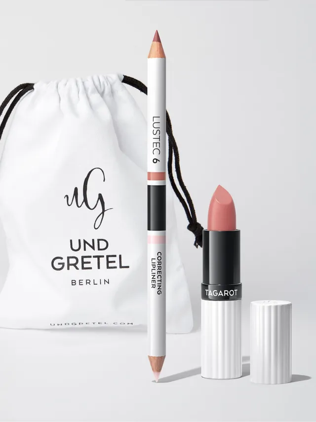 und-gretel-powder-rose-lips-set-2-nuancen-jute-tasche image 1