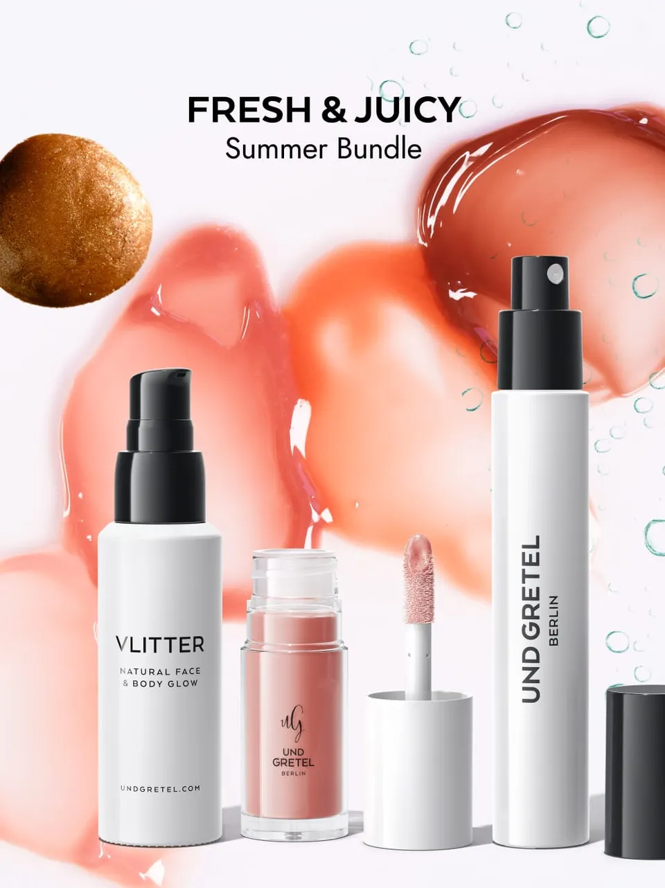 und-gretel-fresh-juicy-bundle-liquid-bronzer-lip-oil-spray image 1