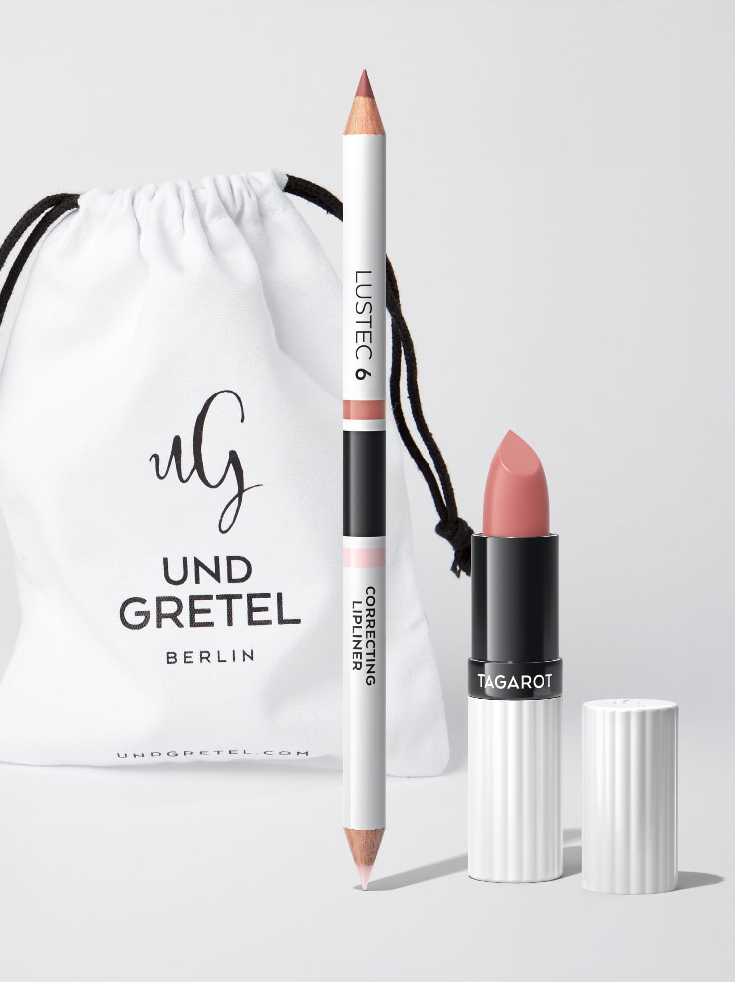 und-gretel-powder-rose-lips-set-2-nuancen-jute-tasche image 1